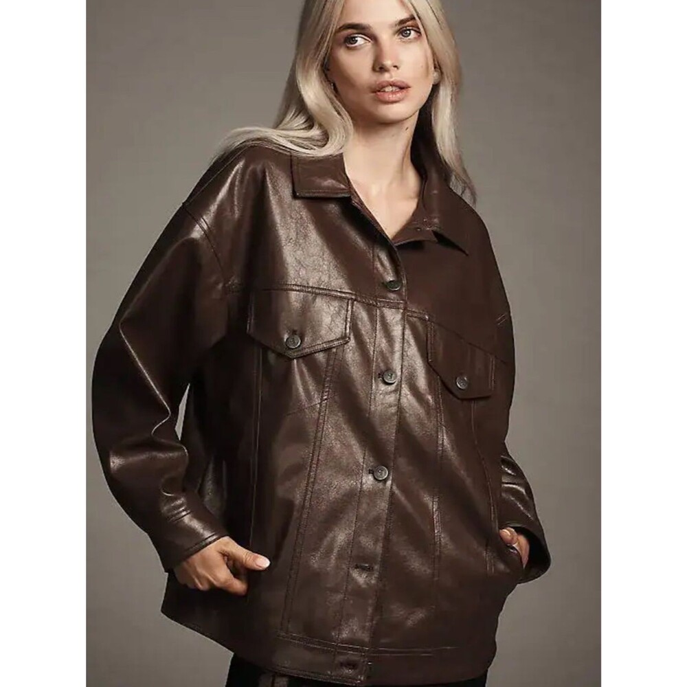Anthropologie Pilcro The Weston Faux Leather Boyfriend Jacket XS Oversized